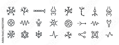 Neuron icons collection: diverse neural network and synapse designs
