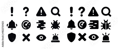 Collection of alert and notification icons for digital interfaces