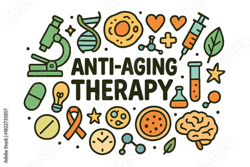Anti-Aging Therapy Doodle. Anti-aging therapy. Hand-drawn doodle illustration of anti-aging therapy.