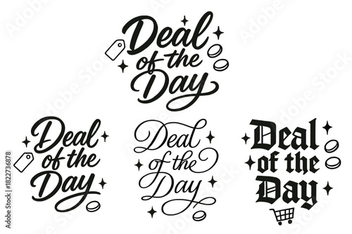Calligraphy Deals Trilogy. Deal of the Day. Create a calligraphy lettering illustration of the phrase: Deal of