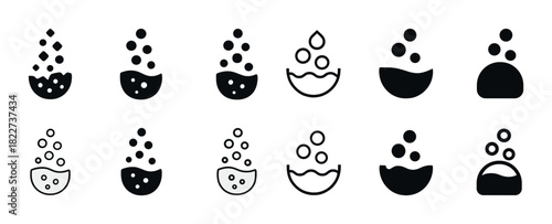 Set of 12 simple chemisty icons with various bubble designs
