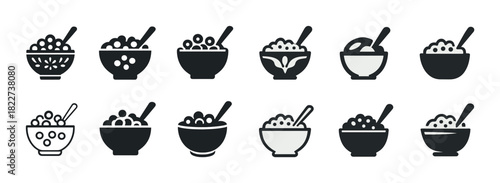 Variety of bowl icons featuring different cereal designs