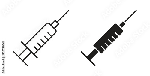 Syringe icon line and filled style suitable for web and mobile application