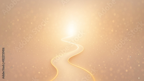 光が導く未来への道｜幻想的なゴールドの背景/Golden Path of Light Leading to the Future｜Soft Abstract Background Generative AI