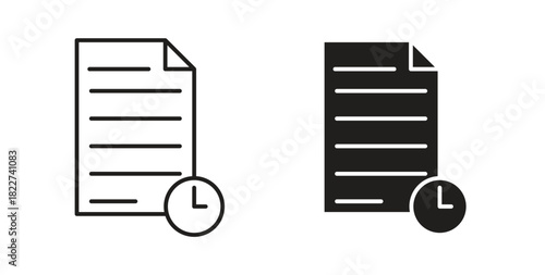 Timesheet icon line and filled style suitable for web and mobile application