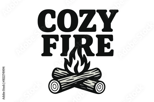 Cozy Fire Typography. Cozy Fire ? Bold Block Lettering; thick uppercase letters with subtle inner shadow,