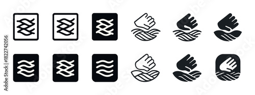 Collection of handwoven texture icons in black and white designs