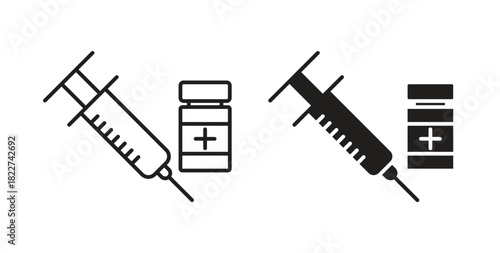 Vaccine vial icon line and filled style suitable for web and mobile application