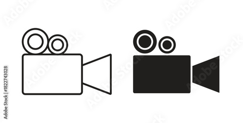 Video icon line and filled style suitable for web and mobile application