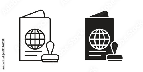 Visa icon line and filled style suitable for web and mobile application