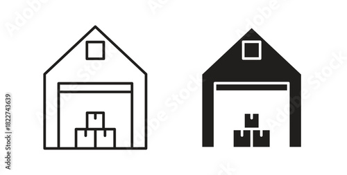 Warehouse icon line and filled style suitable for web and mobile application