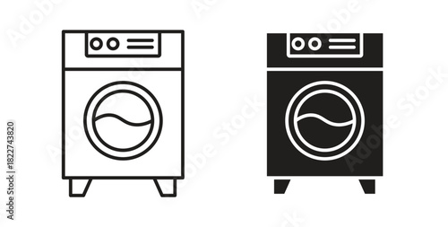 Washing machine icon line and filled style suitable for web and mobile application