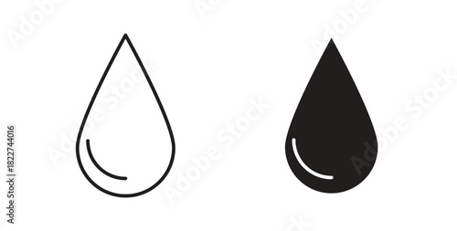 Water drop shape icon line and filled style suitable for web and mobile application