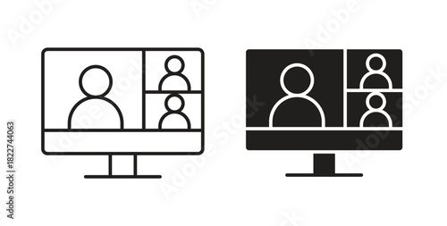 Webinar icon line and filled style suitable for web and mobile application