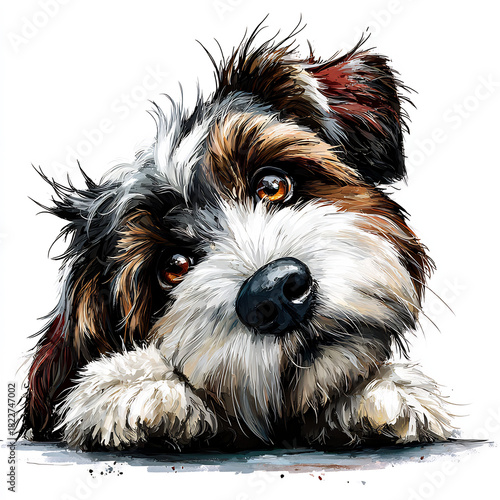 Cute Dog Watercolor Illustration Animal Pet Art