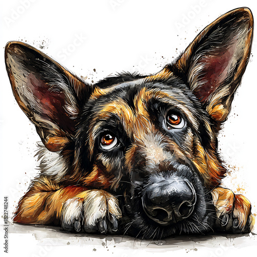 Cute Dog Watercolor Illustration Animal Pet Art