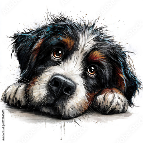 Cute Dog Watercolor Illustration Animal Pet Art