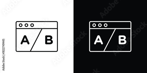 A B test icon outline set in black and white. thin line style.