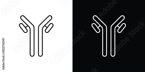 Antibody icon outline set in black and white. thin line style.