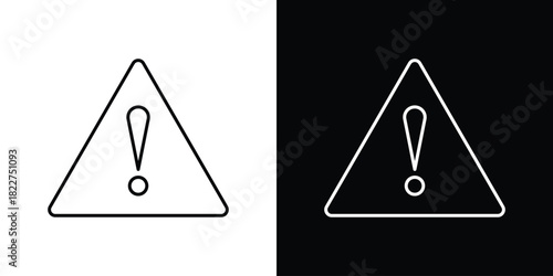attention sign icon outline set in black and white. thin line style.