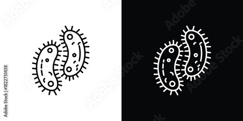 Bacteria icon outline set in black and white. thin line style.