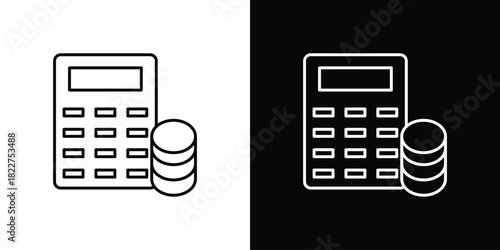 Budget icon outline set in black and white. thin line style.