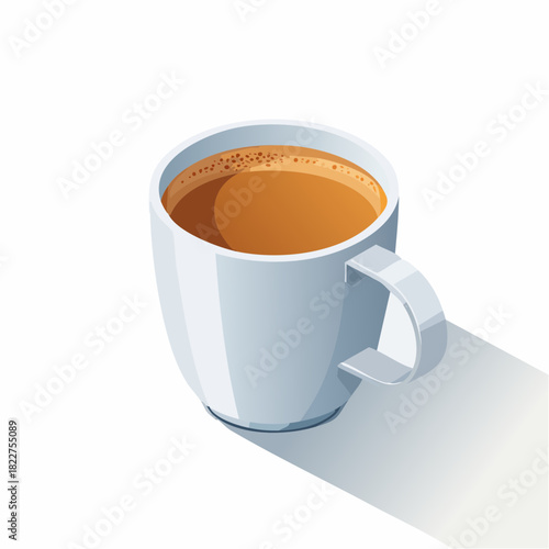 White coffee cup with drink – isometric kitchenware illustration