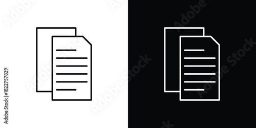 Copy icon outline set in black and white. thin line style.