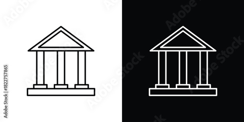 Court icon outline set in black and white. thin line style.