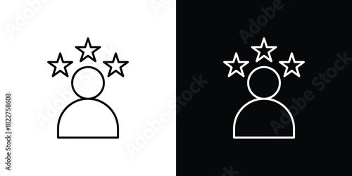 Customer satisfaction icon outline set in black and white. thin line style.