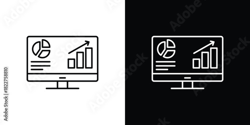 Dashboard icon outline set in black and white. thin line style.