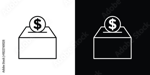 Donations icon outline set in black and white. thin line style.