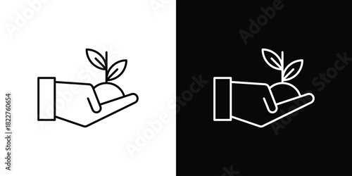 Eco-friendly icon outline set in black and white. thin line style.