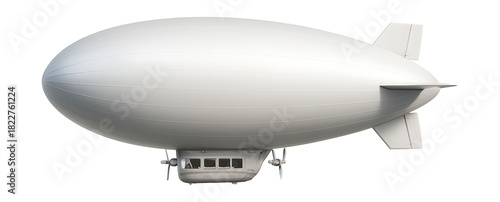 Lightweight airship featuring a long envelope and a gondola below.