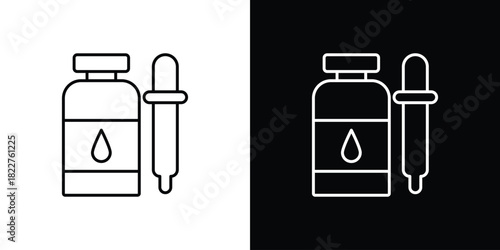 Essential oils icon outline set in black and white. thin line style.