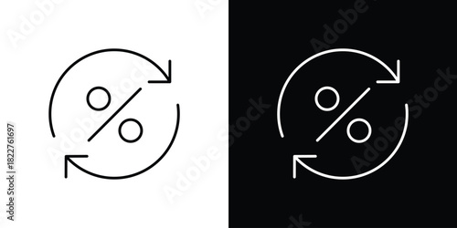 Exchange rate icon outline set in black and white. thin line style.