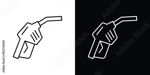 Fuel icon outline set in black and white. thin line style.