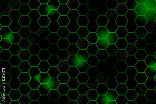 Hexagonal Tech Cyberspace Background with Abstract Grid and Gaming Elements