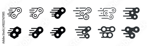 Set of speedy chain links icons in various styles and designs