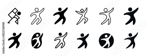 Dynamic abstract human figures in motion series