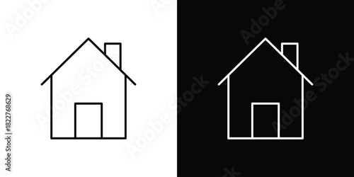 House icon outline set in black and white. thin line style.