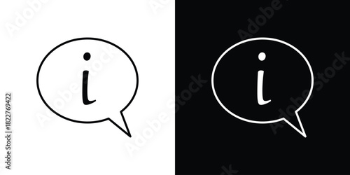Info icon outline set in black and white. thin line style.