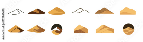 Abstract geometric sand dune shapes in earth tones