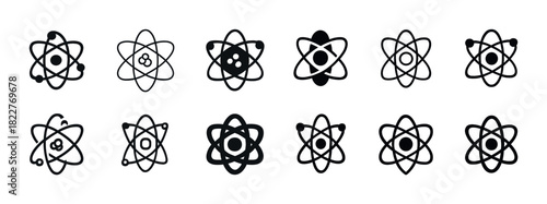 Set of atomic symbols with various designs for science and education