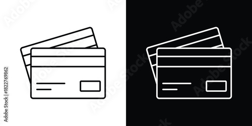 Insurance card icon outline set in black and white. thin line style.