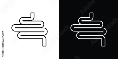 Intestines icon outline set in black and white. thin line style.