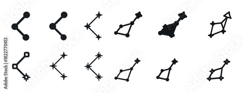 Various minimal constellation icons in black outline