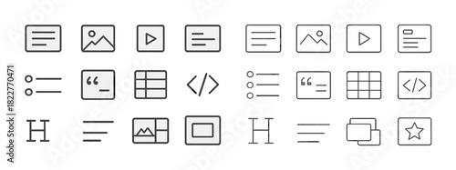 Collection of minimalist user interface icons for web design