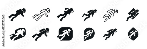 Diverse astronaut silhouettes representing space exploration icons