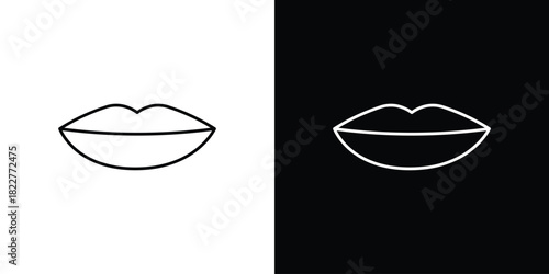 Lips icon outline set in black and white. thin line style.